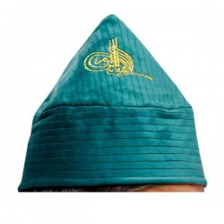 Kufi Cone Taj Dark Green – Naqshbandi Sufi Muslim Velvet Kufi Hat / Topi