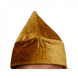 Kufi Cone Taj Golden – Naqshbandi Sufi Muslim Velvet Kufi Hat / Topi