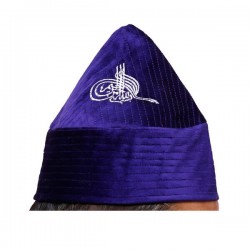 Kufi Cone Taj Purple – Naqshbandi Sufi Muslim Velvet Kufi Hat