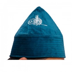 Kufi Cone Sea Blue – Naqshbandi Sufi Muslim Velvet Kufi Hat / Taj