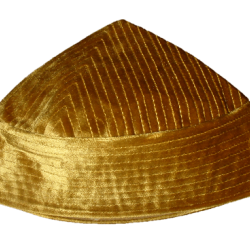 Kufi Cone Taj Golden – Naqshbandi Sufi Muslim Velvet Kufi Hat / Topi