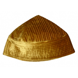 Kufi Cone Taj Golden – Naqshbandi Sufi Muslim Velvet Kufi Hat / Topi