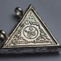 Naqshbandi Triangle Taweez Pendant in Silver – Spiritual Amulet for Protection