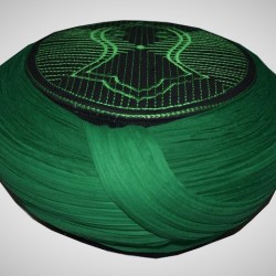 Handmade Green Nalain Imama Hat 7 Meters Green Wrapping on Black Cap