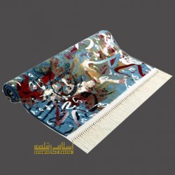 Modern Art Arabic Calligraphy Prayer Mat Dark Blue