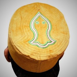 Kufi Nalain Cap – Yellow Sufi Muslim Hat | پیلی نعلین شریف کُفی ٹوپی