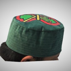 Kufi Nalain Cap – Dark Green Mawlid Hat | سیاہ سبز نعلین شریف کُفی میلاد ٹوپی