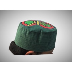 Kufi Nalain Cap – Dark Green Mawlid Hat | سیاہ سبز نعلین شریف کُفی میلاد ٹوپی